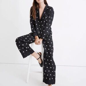 Madewell Silk Shirt in Bloom Dot - black and white silk blouse